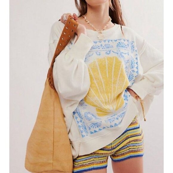 Free People Tops - WE THE FREE PEOPLE camden graphic pullover in sea salt combo size M